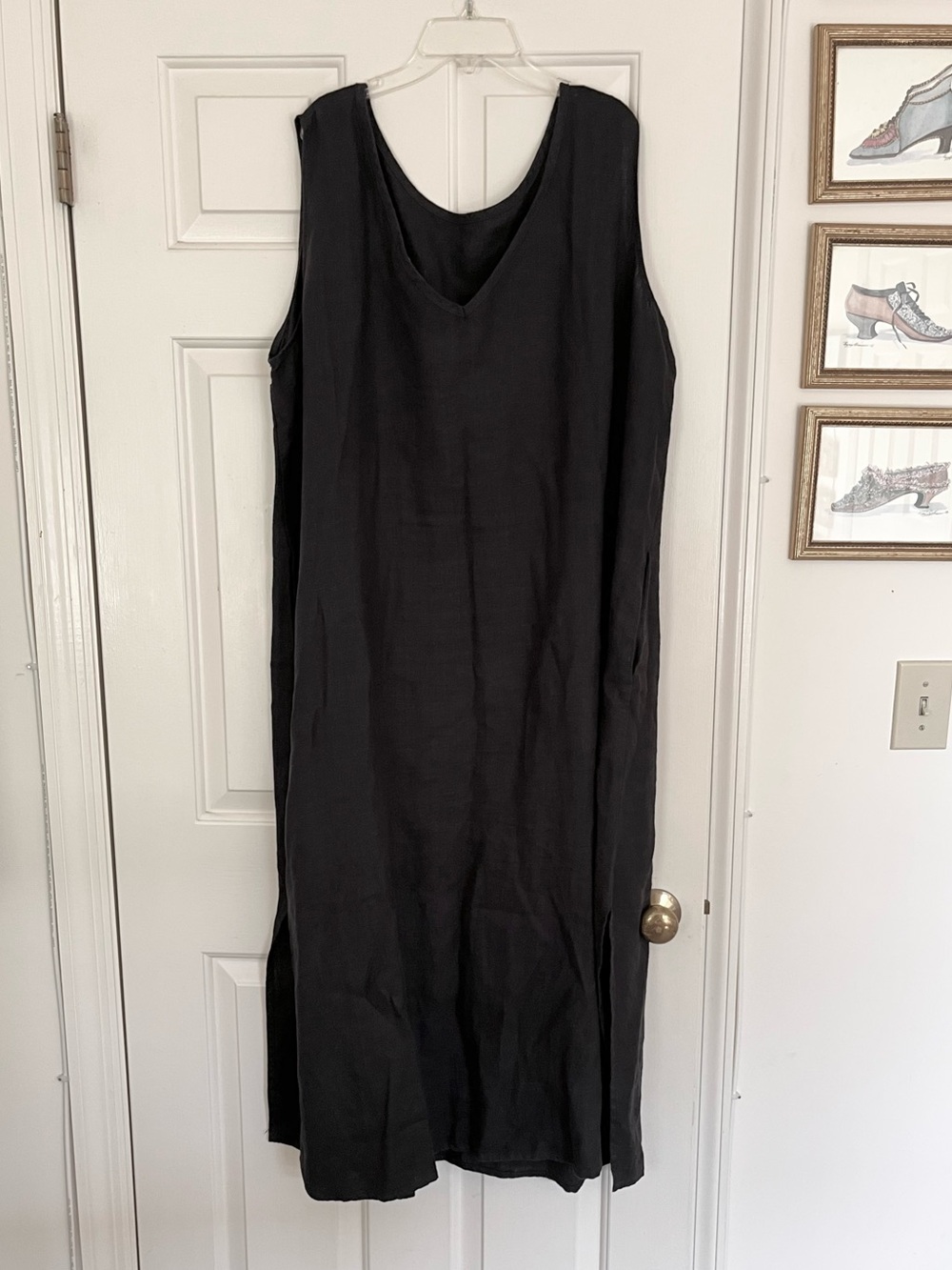 Flax Black Linen Sleeveless Maxi Dress Size 2X